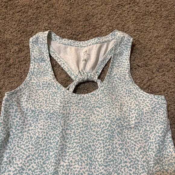 H Halston Open Back Tank Workout Sleeveless Top Size M Blue Lightweight Athletic - Picture 2 of 8
